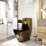 Buy cheap Ceramic Black Golden Siphonic One Piece Toilet Wall Hung Easy Clean from wholesalers