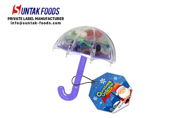 Buy cheap Seasonal Christmas umbrella Jelly bean toy candy with small toys from wholesalers