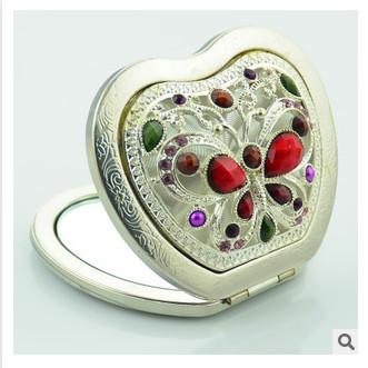 Buy cheap New creative promotion gift customed diamond logo bronze apple luxury pocket makeup mirror from wholesalers