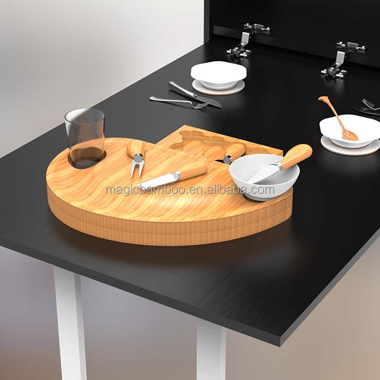 Semicircle Conch Shape Bamboo Cheese Cutting Board and Knife Set for Customized Designs