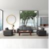 Buy cheap 3 Seat Office Furniture Sofa Lounge Set Black Leather Modular from wholesalers