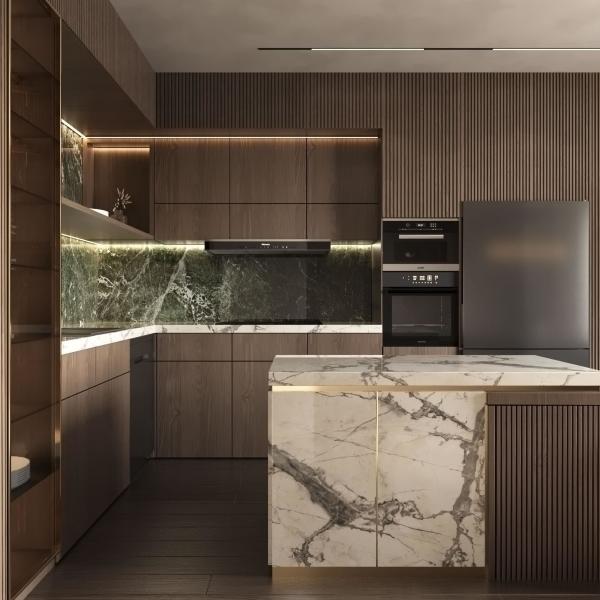 Buy cheap Modern Villa Style Interior Smart Kitchen Cabinets Melamine Wall Cabinet Complete Luxury Kitchen Cabinets Set from wholesalers