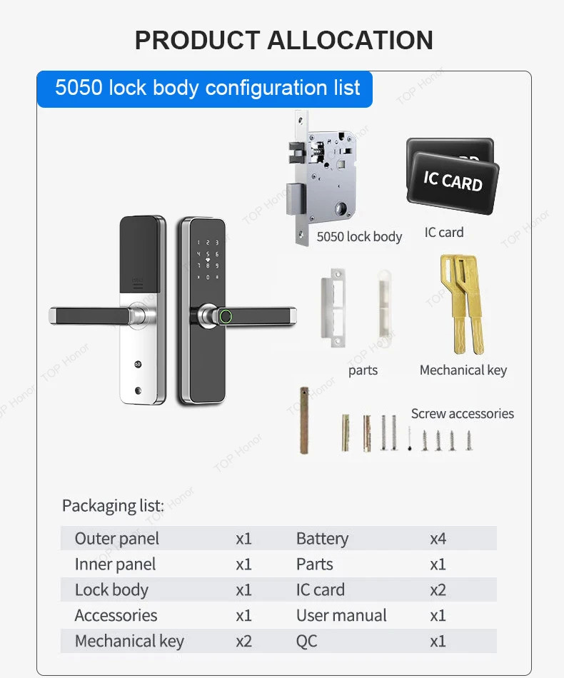 TTLock Smart Residential Electronic Door Locks Fingerprint Code Card Key Access Tuya App