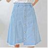 Buy cheap Fashion Ladies Mid Length Denim Skirts , Knee Length Jeans Skirt Breathable from wholesalers