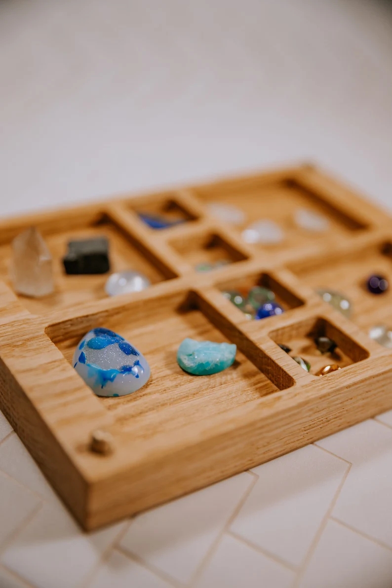 Personalized Jewelry Box Rotating Jewelry organizer Wooden Earrings Holder Unique Round Jewelry Case Gift for Her Annersay