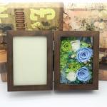 Natural Everlasting Preserved Flower Red Rose Gift Wood Photo Frame for Wedding