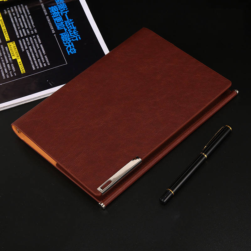 A5 Customized Logo PU Leather Notepad with 100 Sheets Inner Pages and Daily Weekly Monthly Planner