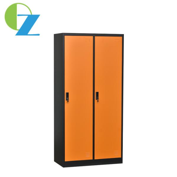 Orange 2 Door 2 Section Clothes Storage Wardrobe Home Office Furniture Steel