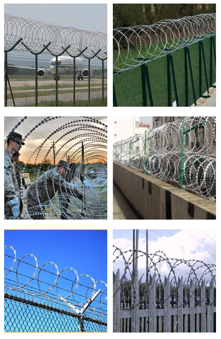 Electro Galvanized Razor Barbed Wire BTO 22 700MM Coil