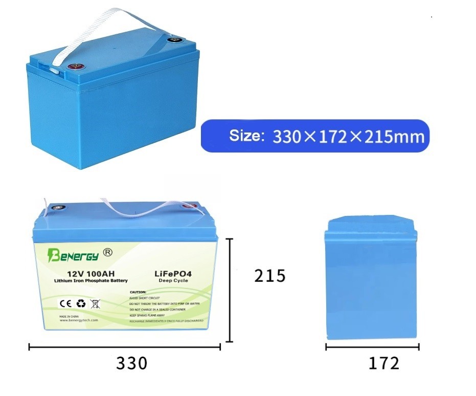 Plastic Rechargeable LiFePo4 Battery Pack Bluetooth 12V 100AH Replace Lead Acid Battery Electric Vehicle