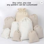 Personalized Colorful Small Muslin Cotton Fabric Bag Drawstring Pouch