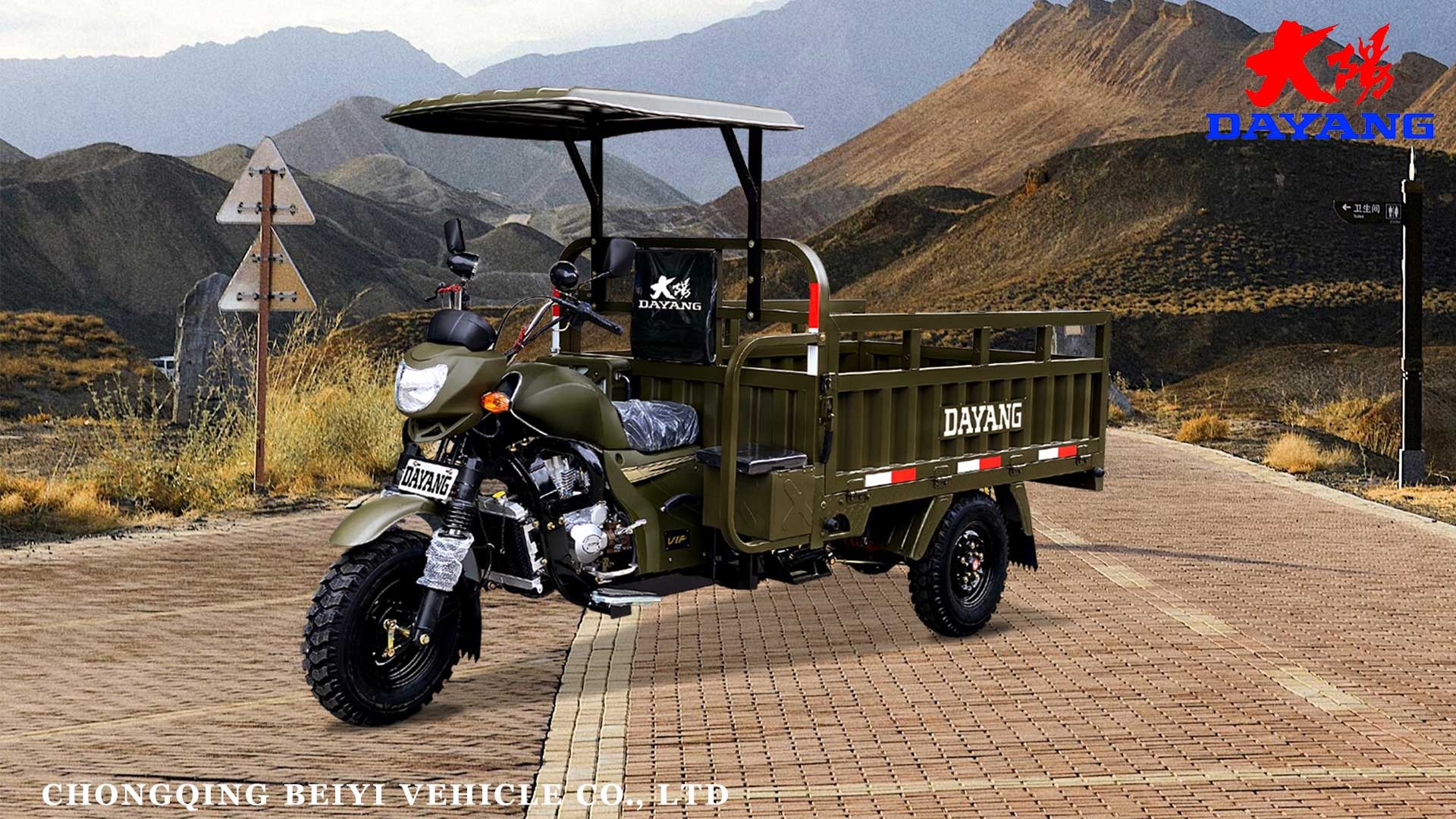 Semi-floating Rear Axle 200cc 250cc 300cc Heavy Loading Truck Tricycle with Semi Cabin