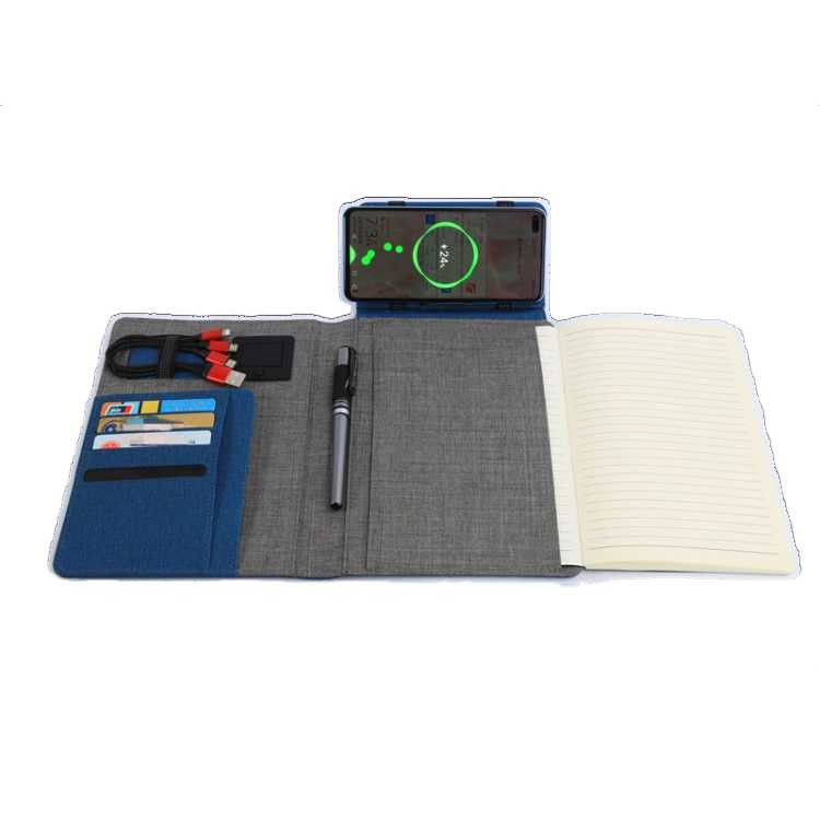 Customized Printing A5 Pu Leather Softcover Luxurious Business Travelers Wireless Charging Notebook