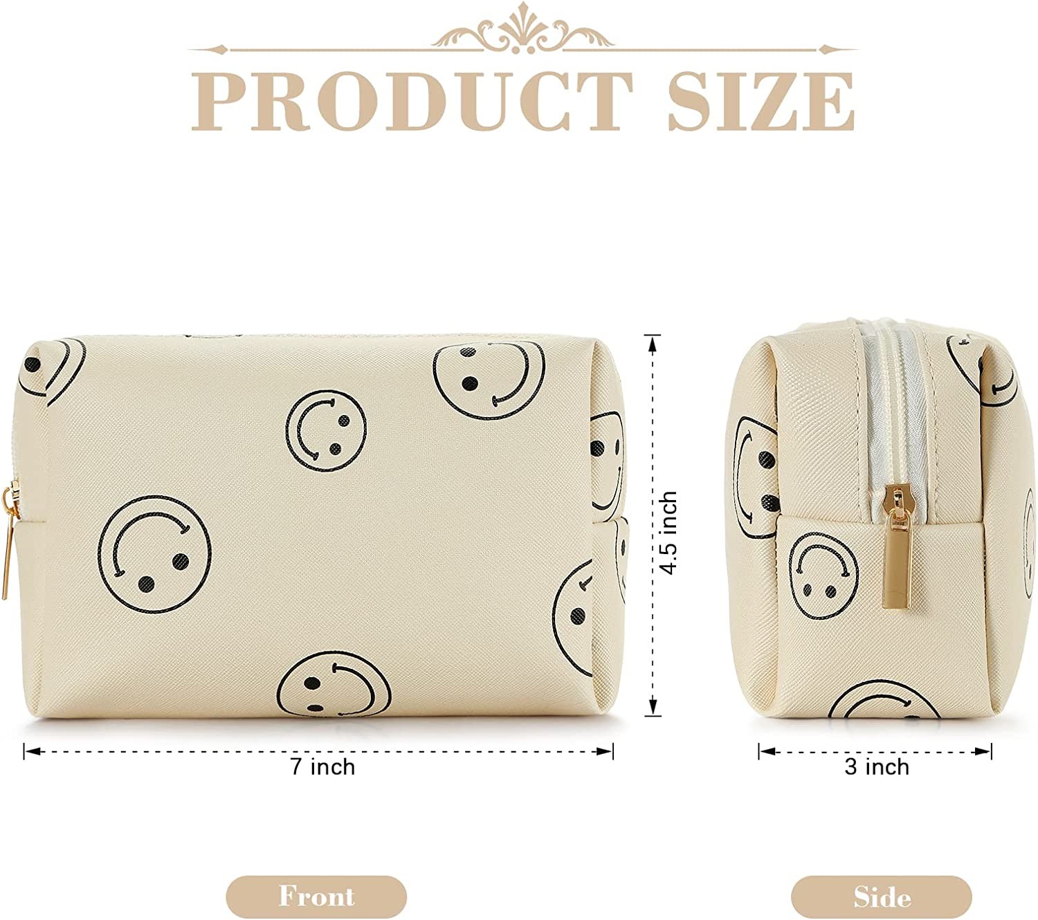 Makeup Bag For Women Preppy Makeup Bag Pu Leather Waterproof Cosmetic Bag