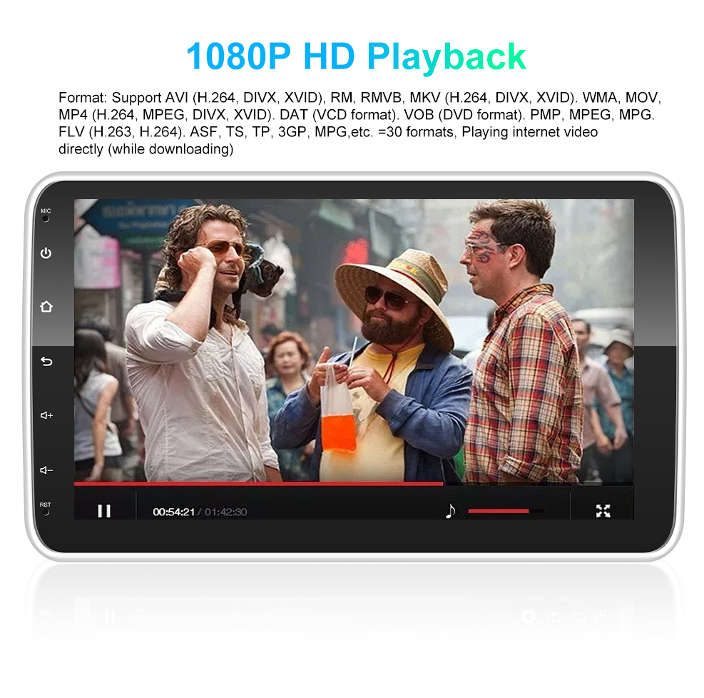 Universal 10.1 Inch Rotatable Android Auto Radio Car Audio Bluetooth 1Din Multimedia DVD Player MP5 Stereo