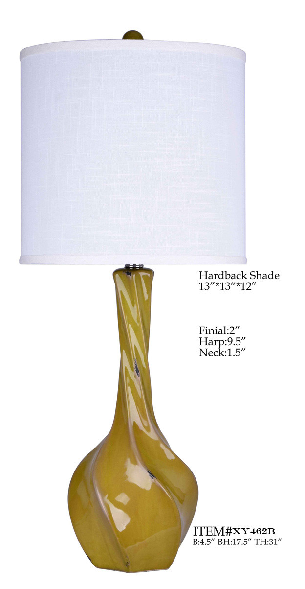 Modern Chrome Ceramic Vase Lamp D13*31" With Cream Drum Shade