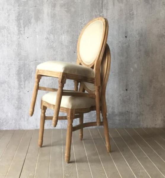 Buy cheap stakable Oak wood finish Linen fabric upholstery arm chair/wooden dining chair/desk chair from wholesalers