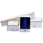 Custom Jewellery Box Packaging Gold Trim Plastic Jewelry Case With LED Lighting