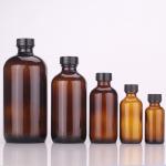 Childproof Tamper Cap Amber Glass Boston Bottle for Stock Empty Cosmetic
