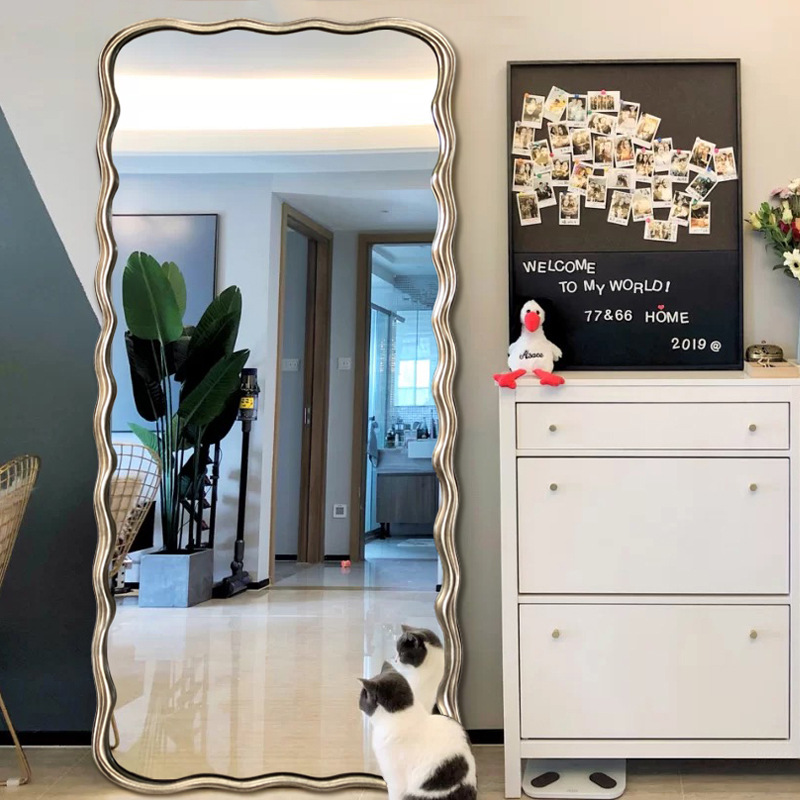 Decorative Bedroom Frameless Floor Length Mirror Wavy cheval