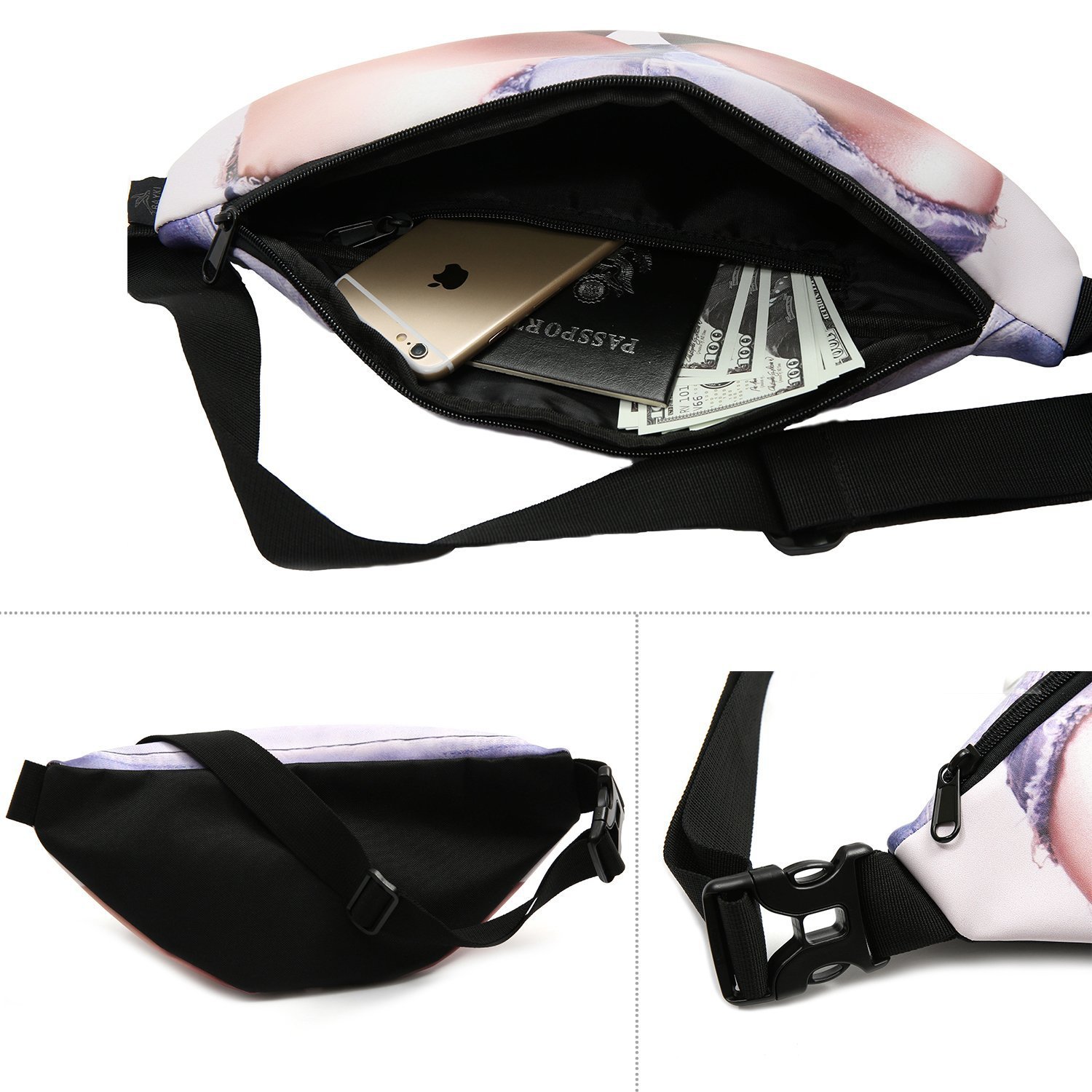 Customized Pattern Novelty Fun Men Women PU Dad Bag Dad Bod Waist Bags Beer Fat Hairy Belly Fanny Pack