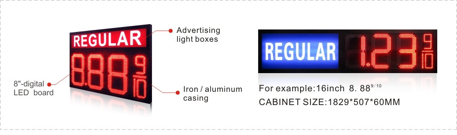 oil price sign for gas station led pump top sign gas changer led pump topper gas price display