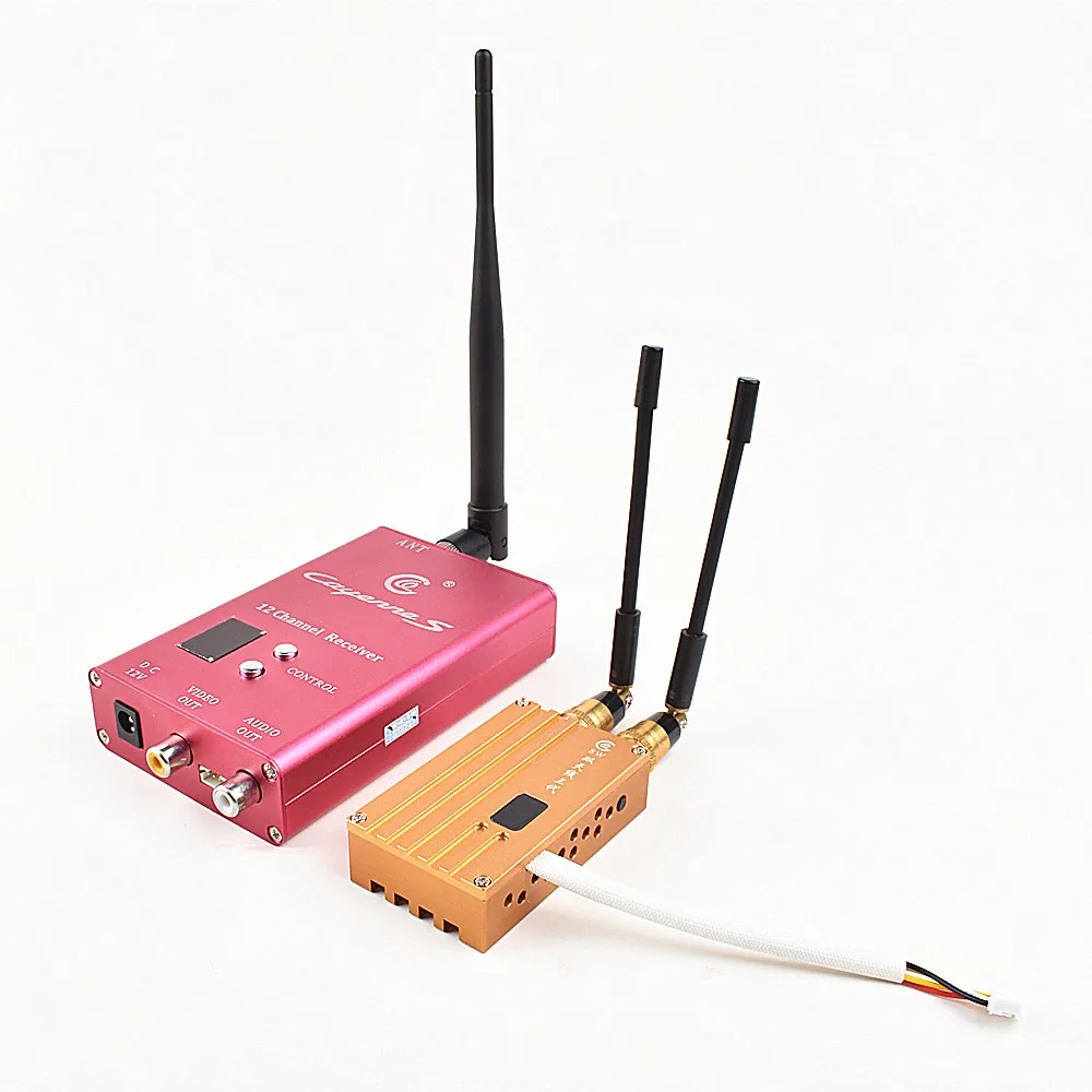 8 Channels 1.2Ghz 8W FPV Wireless Video Transmitter And Receiver For Drones DC 12V Power 40km Range