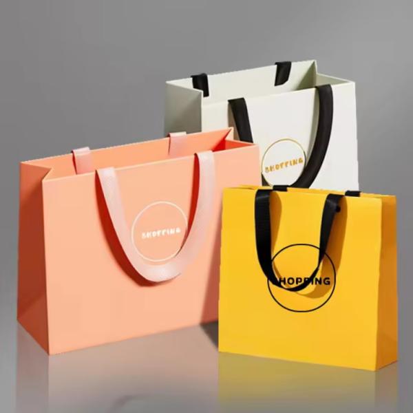 Paper Bag Custom Printed Logo Luxury Clothing Shopping Paper Bags Boutique