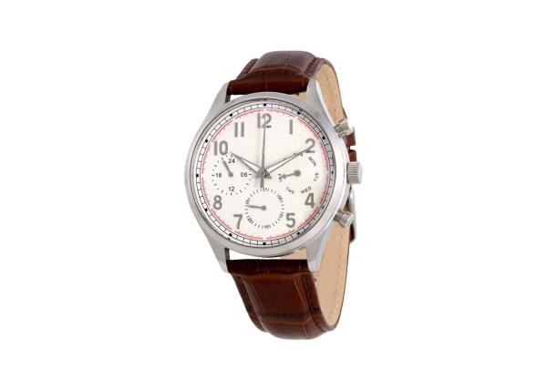 Genuine Leather Mens Stainless Steel Watches 100M Water Resistant 22mm Solid