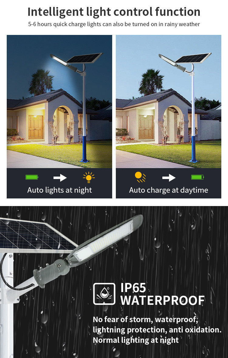All In Two LED Solar Power Street Lights With Battery 300w 500w 1000w Smart Outdoor System