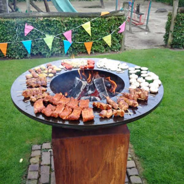 Buy cheap Outdoor Charcoal Smoker Corten Steel BBQ Grill 10mm Thick With Circle Plancha from wholesalers