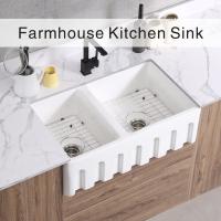 Buy cheap 33In Double Bowls Farmhouse Kitchen Sink Fireclay Country Style Sink product