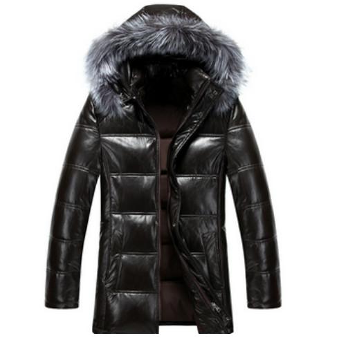 Buy cheap Cool Winters Hooded Anorak Jacket With Fur Hood , Mens Padded Leather Jacket from wholesalers