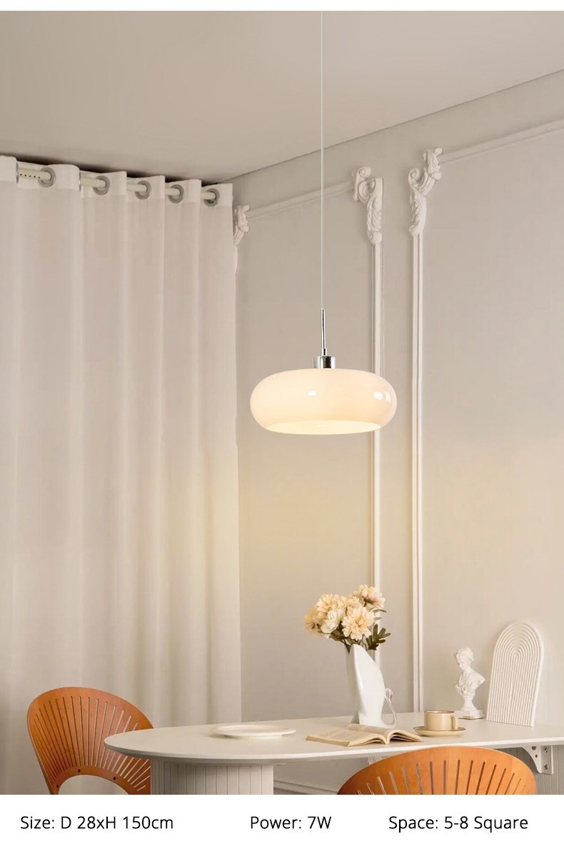 Bauhaus Pendant Light Retro Dining Room Hanging Light Cream Custard Tart Light(WH-AP-556)