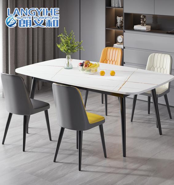 Buy cheap Metal Minimalist Marble Dining Table And Chair Combination Oval Shape from wholesalers