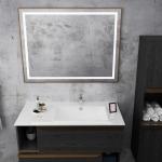 Wood Grain Stainless Steel Bathroom Vanity With Integrated Storage And Open