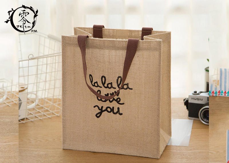 Impressionist Paintings Pattern ECO Shopping Bags Polyester Jute Tote Beige Resuable