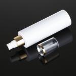 White plastic cosmetic hair mist alchohol packaging container continuous room