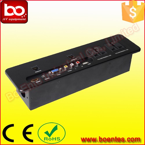 Black/Silver 4-Star Hotel Room Guest House Wall Mount Hotel Media Hub Socket for TV AV Solutions