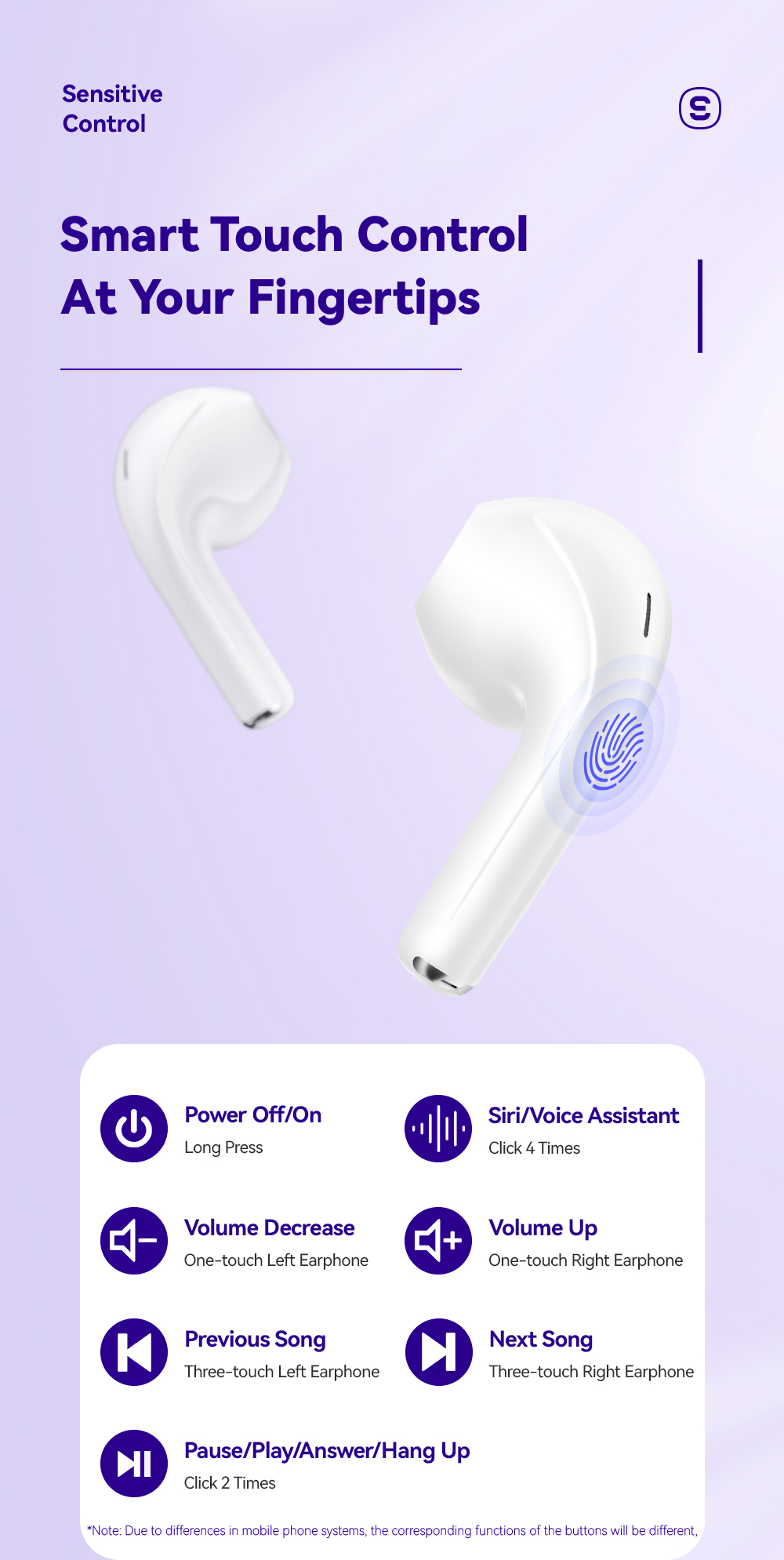 ESSAGER D 8 Series TWS Wireless Earbuds BT Ear Buds With Touch Control