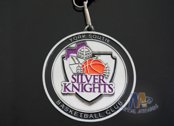 basketball Club Antique Silver Plating Custom Award Medals Soft Enamel Sports