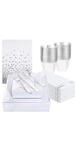 Silver plastic plates
