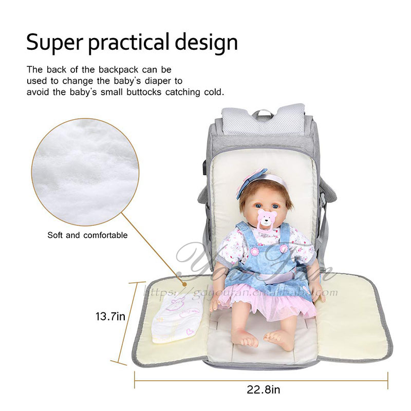 Large Capacity Nappy Bags with Changing Pad diaper bag with usb