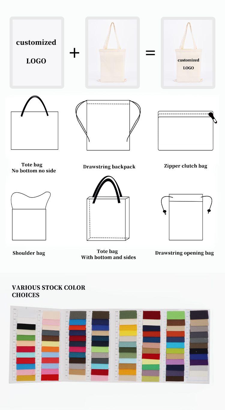 Plain Organic Reusable Shopping Bag Cotton Canvas Tote Bag With Pocket
