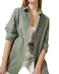 Custom Women′s Long-Sleeved Shirt Solid Color Button up Shirt Loose Casual