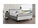 Fabric Grey Velvet King Size Bed Frame With Crystal Buttons