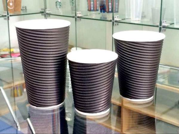 Buy cheap 8oz 12oz 16oz Black Ripple Paper Cup , Eco Friendly Disposable Tea Cups from wholesalers