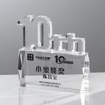 8inch Height Cast Acrylic Award Plexiglass Trophy For 10th Year Anniversary