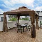 Metal Frame Canopy Outdoor Gazebo Wind Resistant Heat Insulation