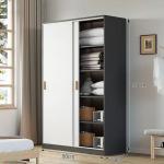 Compact Bedroom Wood Panel Furniture Sliding Door Wardrobe Closet Extendable